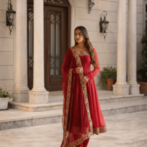 Luxury hand embroidered cut work outfit